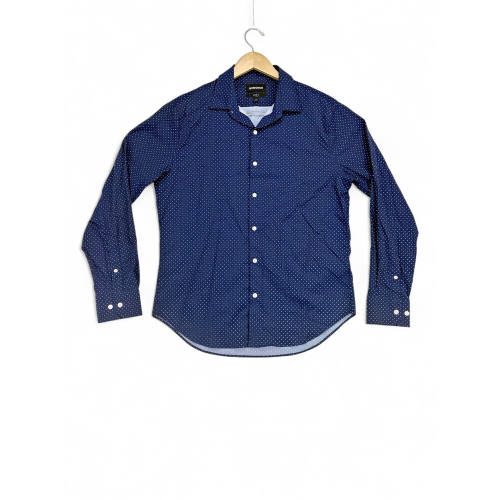 Bonobos Slim Fit Navy Micro Dot Dress Shirt M